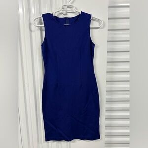 ST JOHN COLLECTION FITTED DRESS ZIP BACK BLUE/PURPLE SLEEVELESS WOOLBLEND SIZE 4